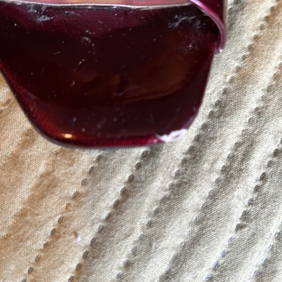 Ruby red patten peep toe pumps - Picture 5 of 8